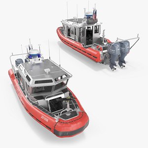 3D model Coast Guard Defender Class Boat Red Rigged for Cinema 4D
