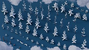 3D Low Poly Pines model