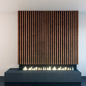 Wall Panel Set 166 Fireplace 3D model