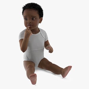 African Baby Boy Light Skin in Bodysuit Sitting