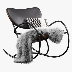 BESE BLACK LEATHER ROCKING CHAIR by CB2 3D