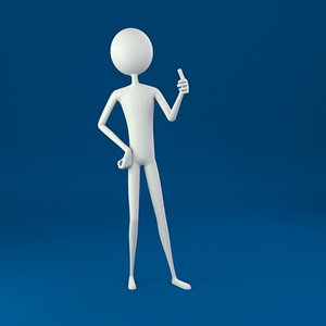 stickman rigged character 3D model