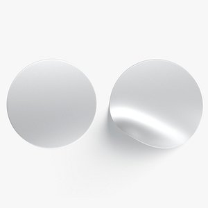Two Round Stickers - silver smooth and bended adhesive labels 3D
