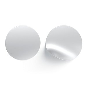 Two Round Stickers - silver smooth and bended adhesive labels