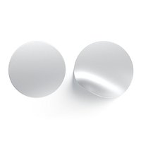 Two Round Stickers - silver smooth and bended adhesive labels