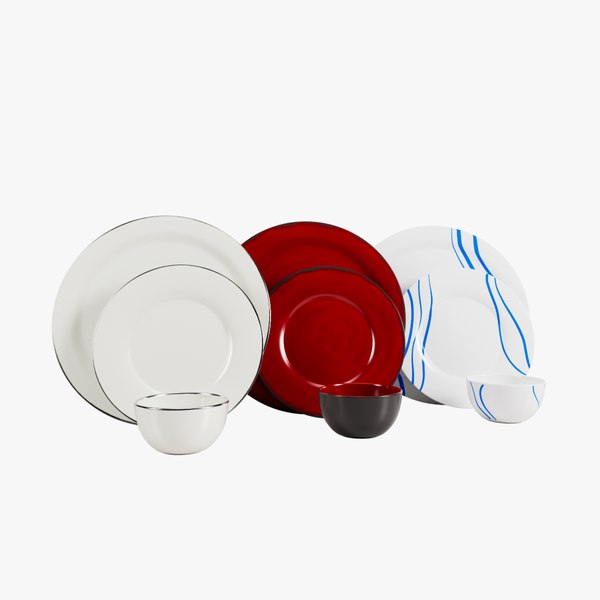 Three Style Dinnerware Set Plates and Bowl model TurboSquid 2011014