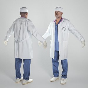 Male young medical doctor in A-pose 321 3D model