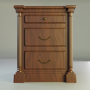 3D Vintage Wooden Nightstand