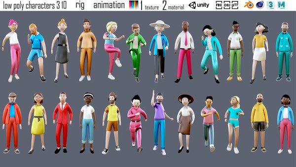 Personagens de desenhos animados 3d como modelos de moda ou