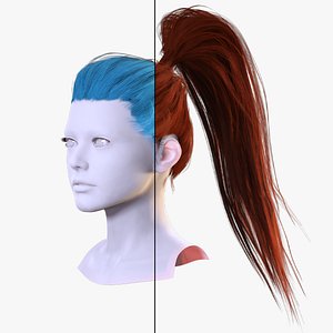 3D Tight Ponytail Hairstyle- Render-Ready Female Hair model