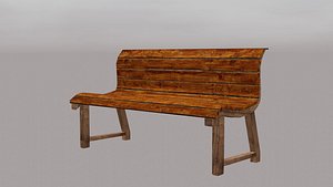 High-Quality Low Poly Bench 3D Model for Public Spaces and Parks model