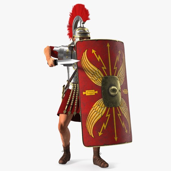 Veteran Roman Legionnaire with Gladius Attack Pose Fur 3D