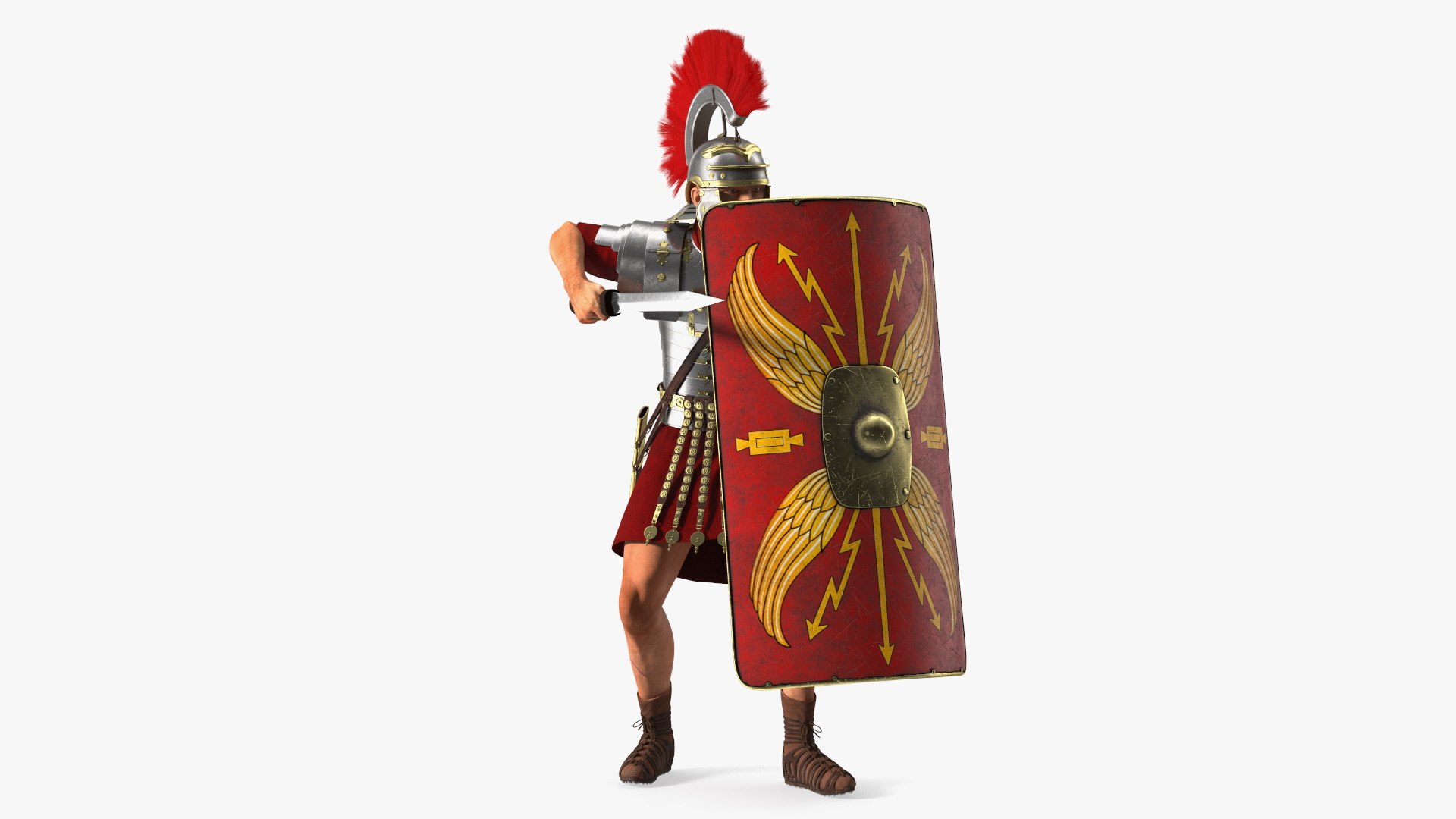 Veteran Roman Legionnaire with Gladius Attack Pose Fur 3D model preview