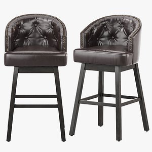 3D Westman Contemporary Tufted Swivel Barstools