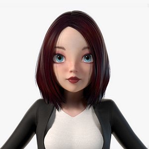 Workplace beauty cartoon woman with binding 3D model