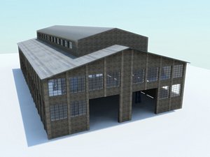 warehouse hangar vehicle obj
