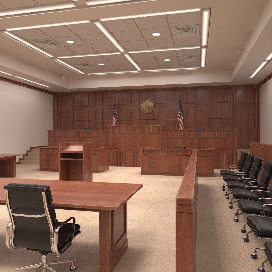 US Courtroom Interior 3D model preview