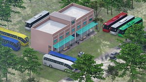 Bus Terminal 3D model with Lumion File