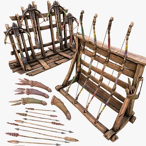 3D Medieval Armory Bow Crossbow Weapon Rack