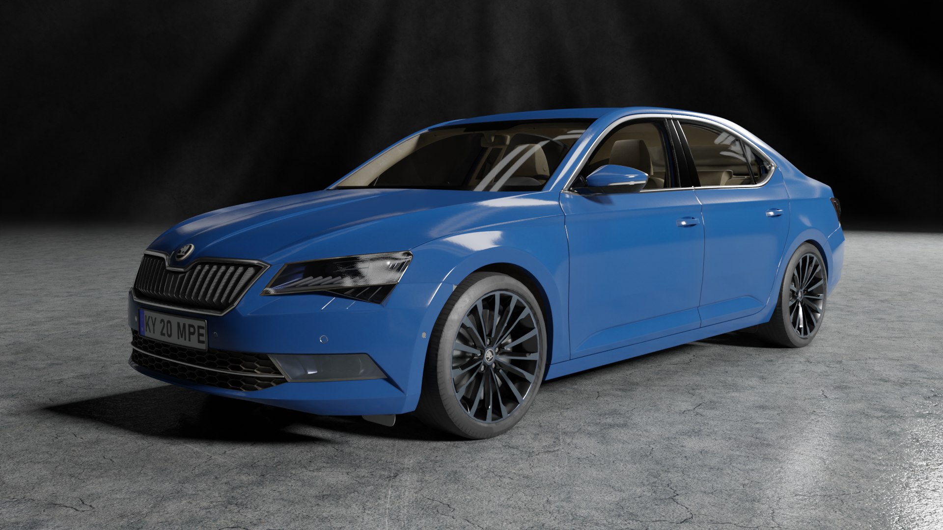 Blue Car Skoda Superb 3D Model - TurboSquid 1847981