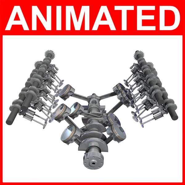 rigged v8 engine cylinders 3D model