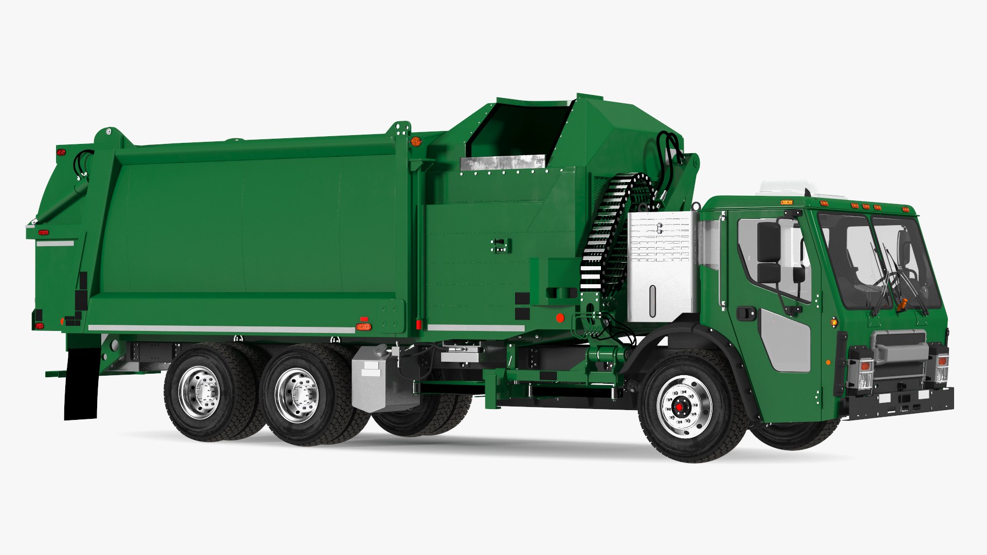Electric Trash Truck Green 3D model preview