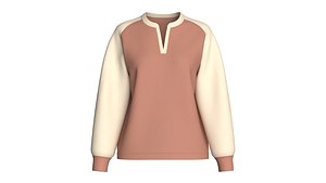 Girls Raglan Split Neck Sweatshirt