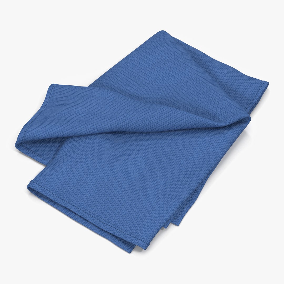 Folded Blue Towel 3D model preview