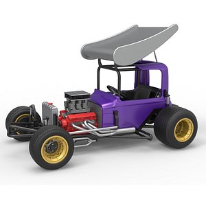 3D Vintage Winged Supermodified stock car for Dirt Scale 1 to 25