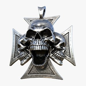 Maltese Cross 3SKL Biker Pendant 3D model