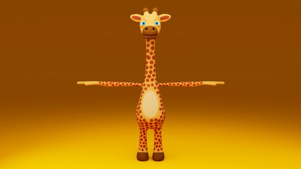 Adorable Stylized Cartoon Giraffe 3D model 3D model