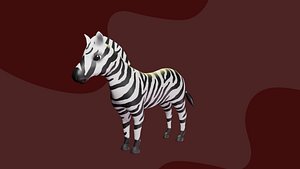 Zebra 3D Cartoon Rigged Model - Blender