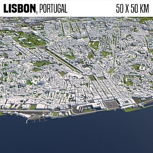 Lisbon Portugal 50x50km City Map