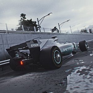 3D Mercedes-Benz W08 Formula 1 Car On Race Track