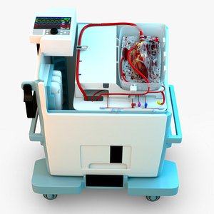 heart transplant machine with heart 3D