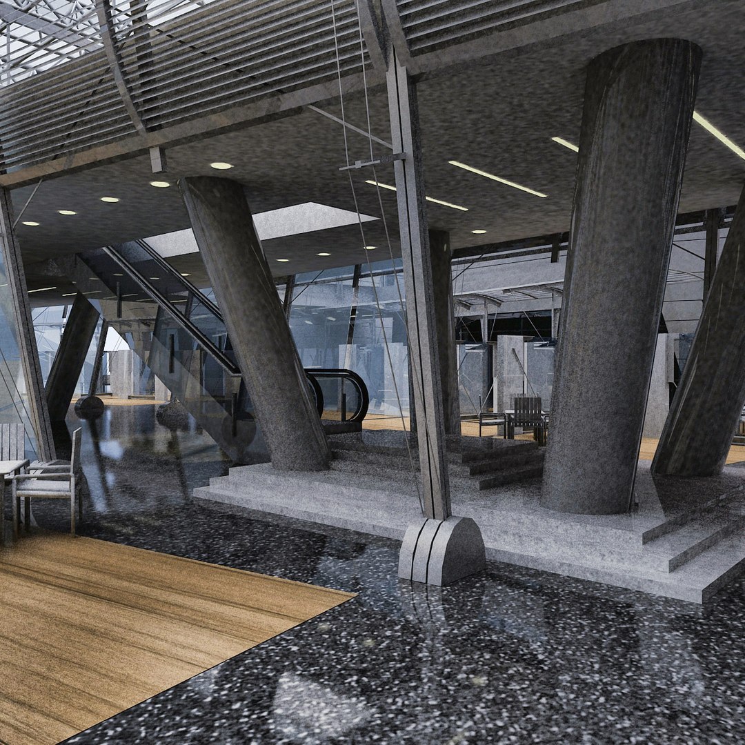 3d Max Futuristic Interior Hall Lobby