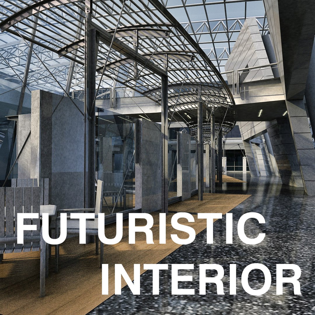 3d Max Futuristic Interior Hall Lobby