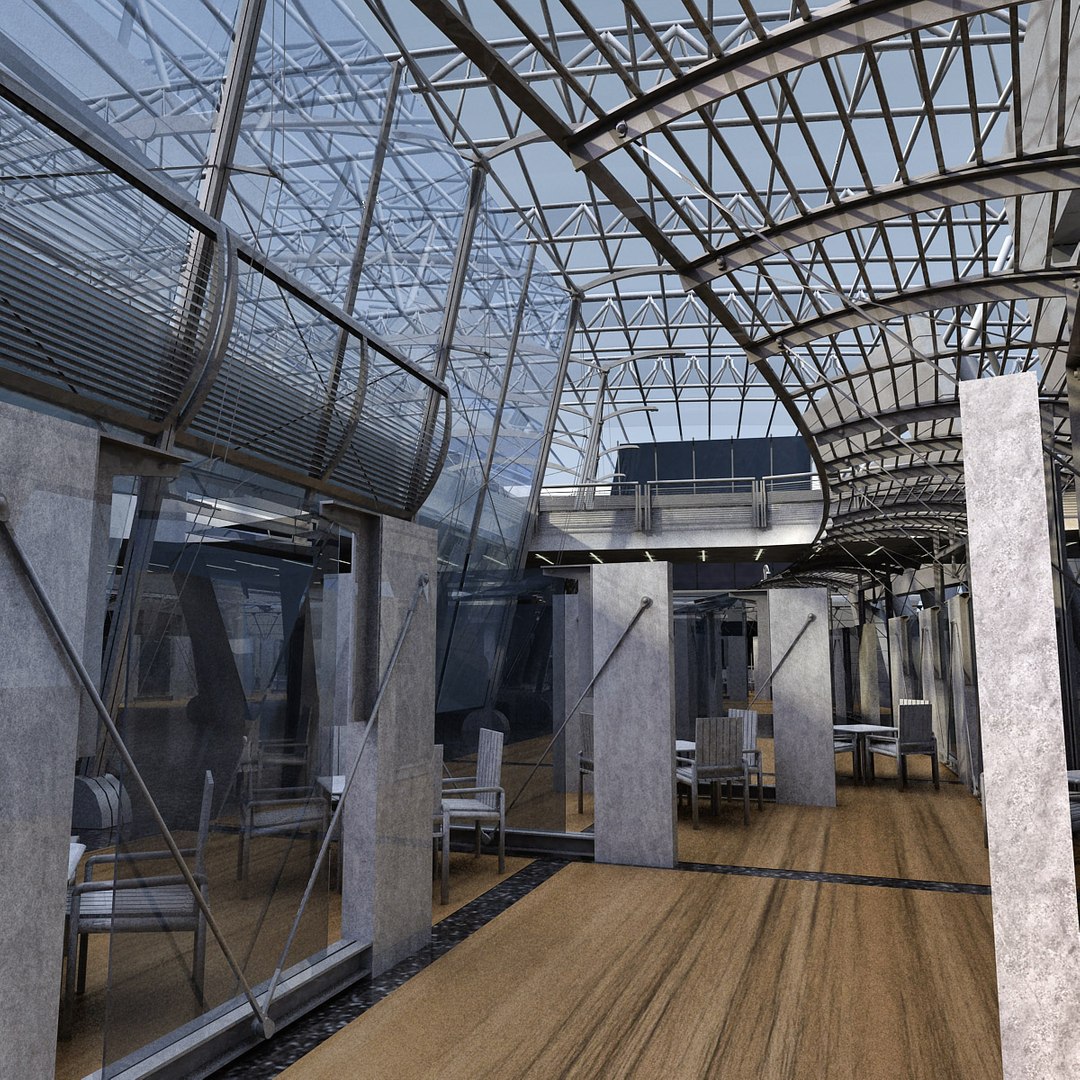 3d Max Futuristic Interior Hall Lobby