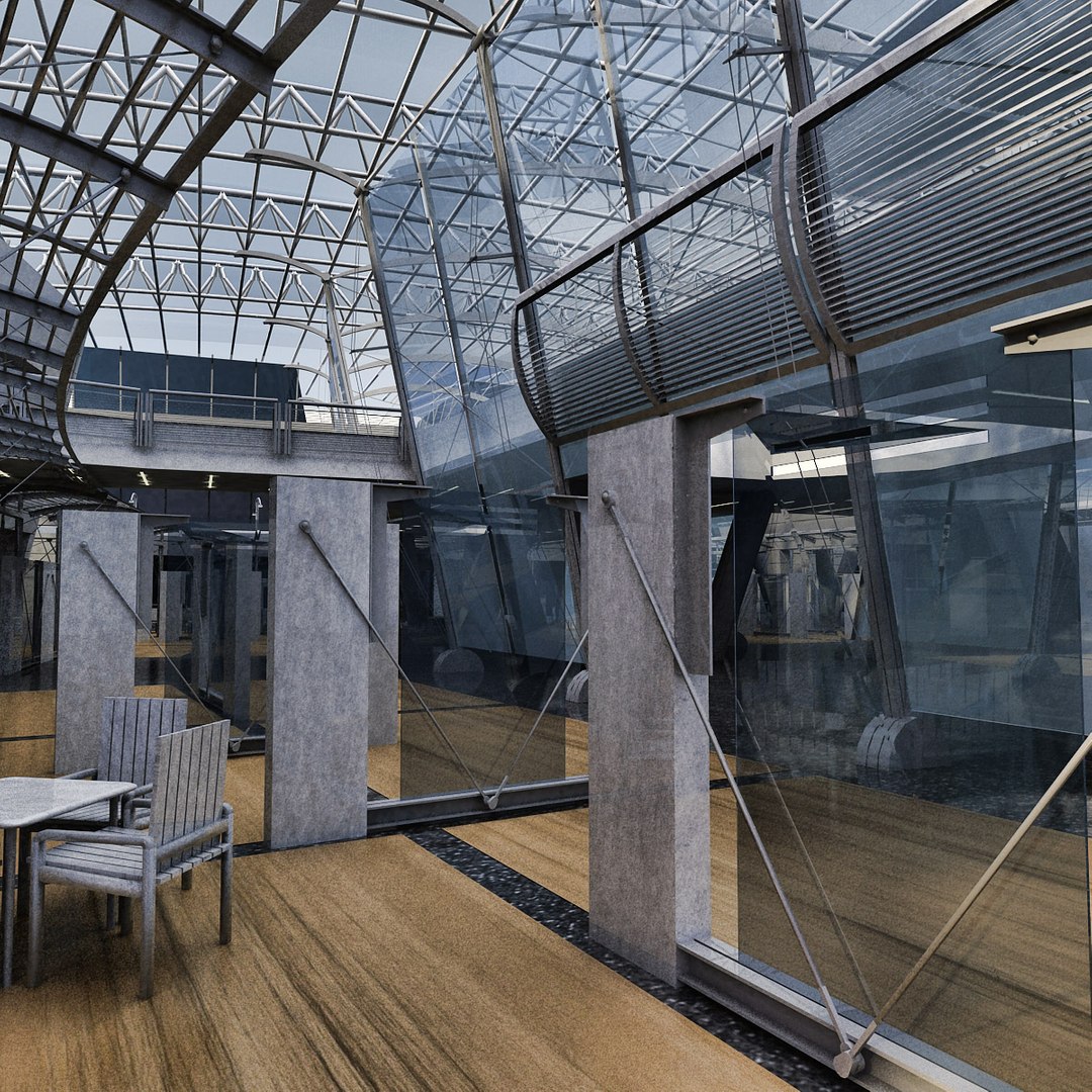 3d Max Futuristic Interior Hall Lobby