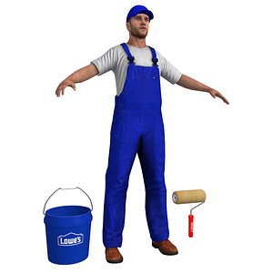 3d model paint worker man