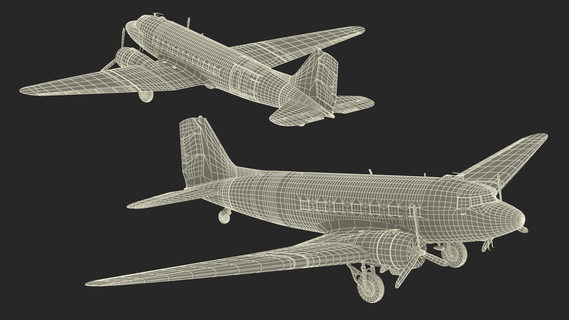 WWII Douglas DC-3 Skytrain Aircraft 3D https://p.turbosquid.com/ts-thumb/tX/vGlIoR/GM/wwiidouglasdc3skytrainaircraftmb3dmodel051/jpg/1719220856/1920x1080/fit_q87/ea793d9e58a00ab98deaae5558ccc2166672638d/wwiidouglasdc3skytrainaircraftmb3dmodel051.jpg