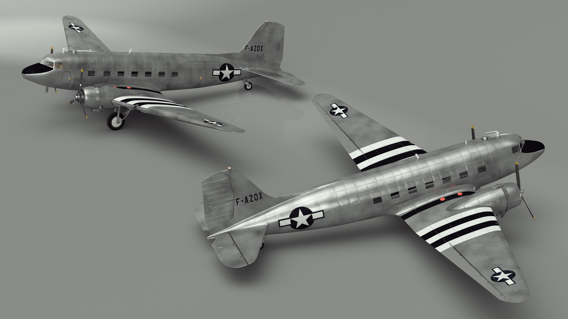 WWII Douglas DC-3 Skytrain Aircraft 3D https://p.turbosquid.com/ts-thumb/tX/vGlIoR/d3/wwiidouglasdc3skytrainaircraftmb3dmodel022/jpg/1719220692/1920x1080/fit_q87/94a4f087c1d7315b4515a61e01a5ab5d554cfed6/wwiidouglasdc3skytrainaircraftmb3dmodel022.jpg