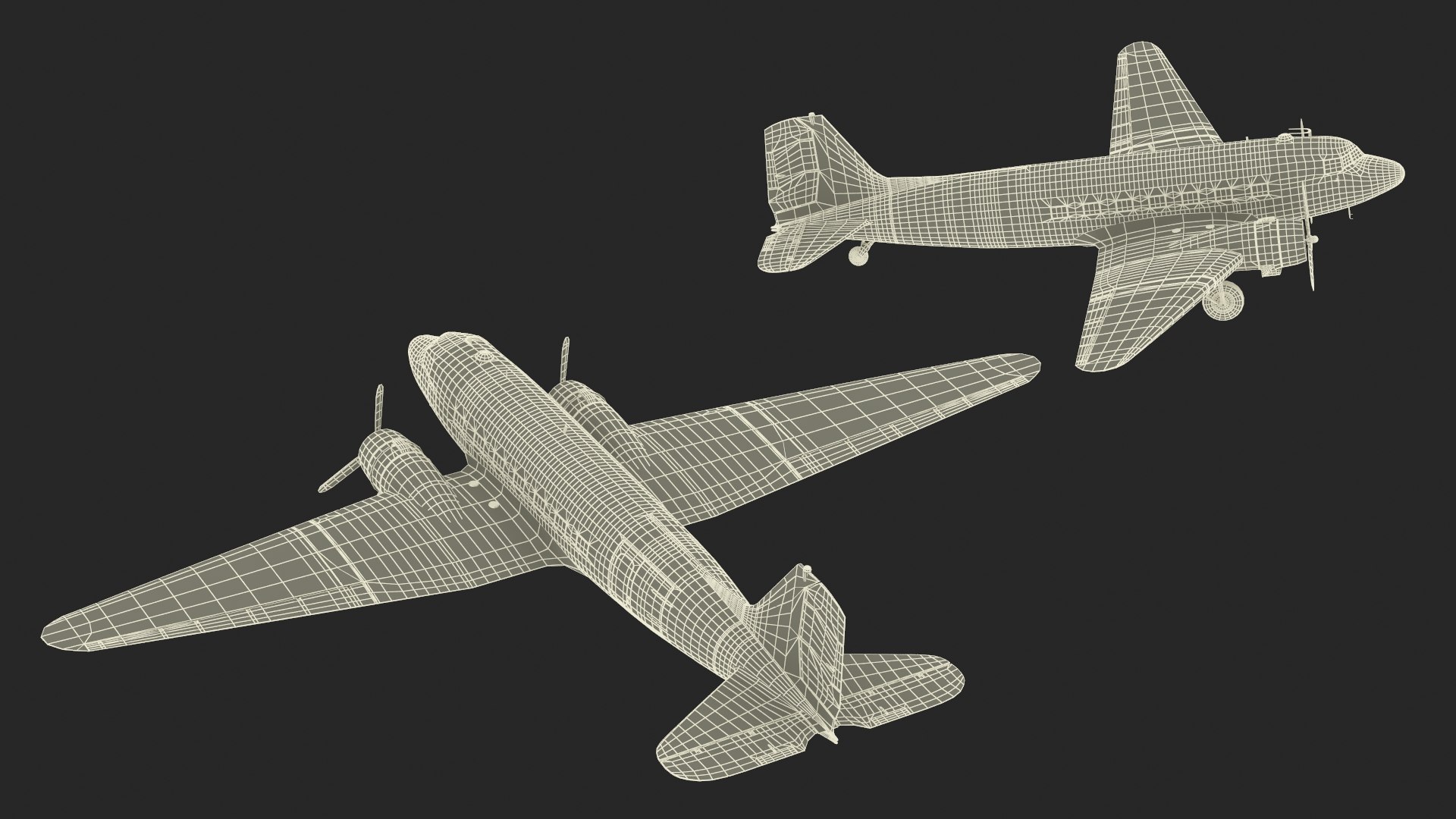 WWII Douglas DC-3 Skytrain Aircraft 3D https://p.turbosquid.com/ts-thumb/tX/vGlIoR/eK/wwiidouglasdc3skytrainaircraftmb3dmodel061/jpg/1719220912/1920x1080/fit_q87/976997c89a0686f3359d15c285f6a05a1cde5cb4/wwiidouglasdc3skytrainaircraftmb3dmodel061.jpg