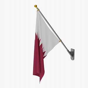 3D Wall Flag Qatar model