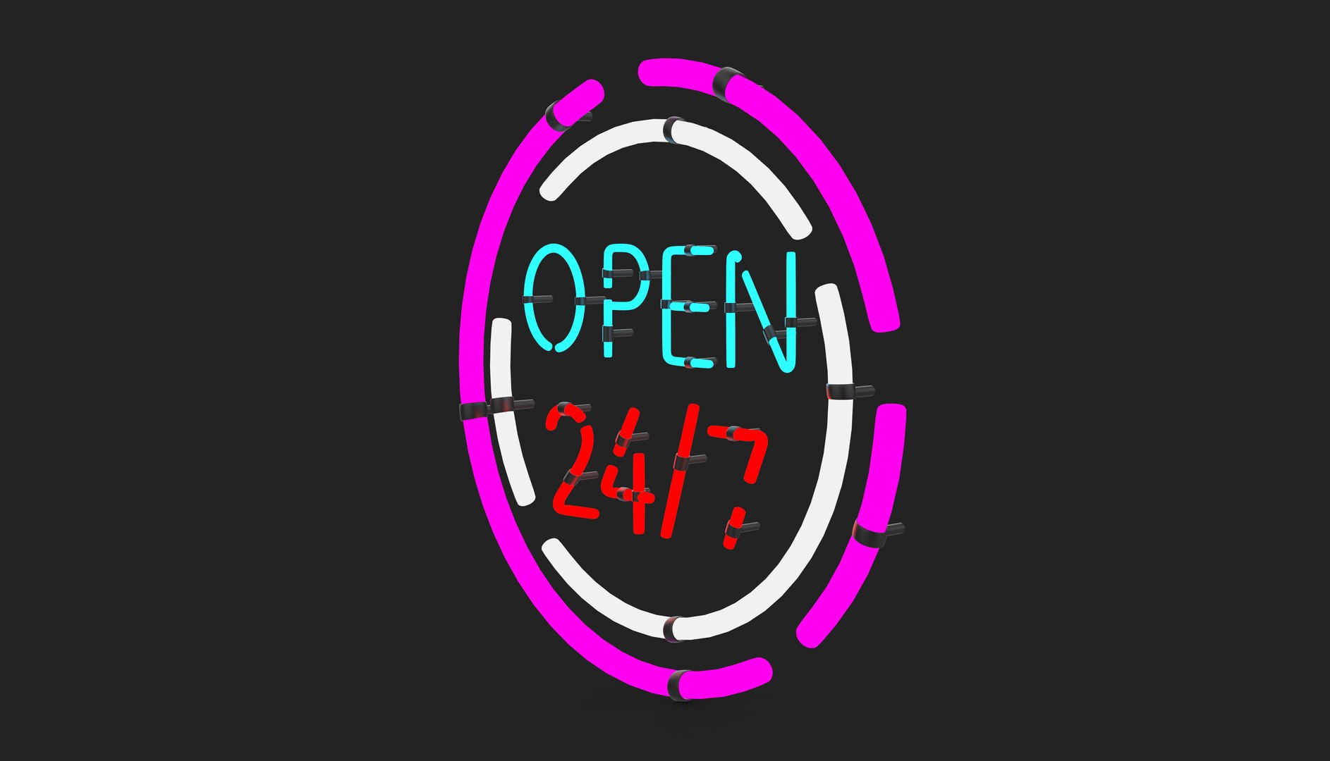 3D Open 24 7 Neon Sign 3D Model Model - TurboSquid 2422078