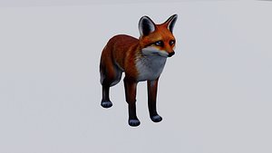 Realistic Fox low poly 3D