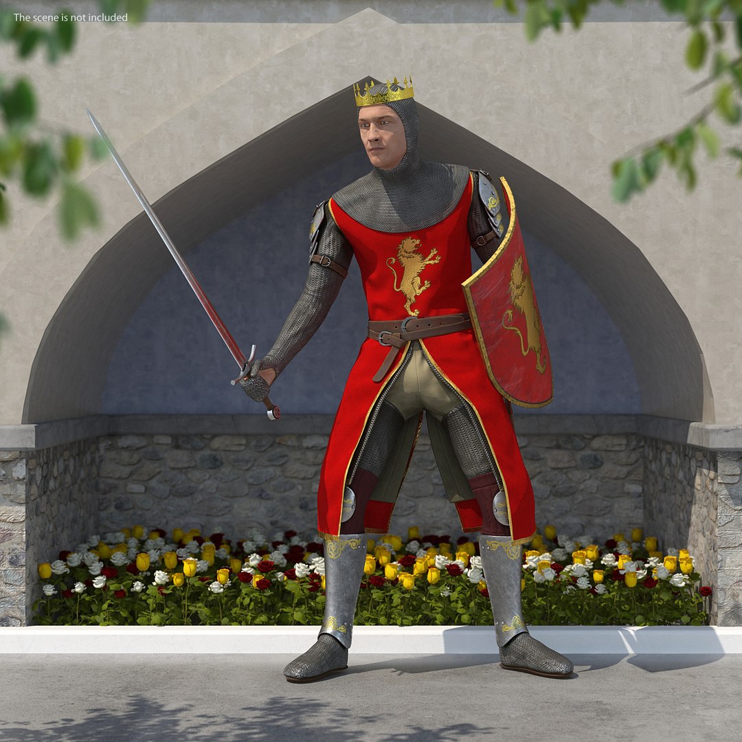 Crusader Knight King Rigged for Cinema 4D 3D model preview