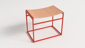 Common Leather Stool 3D model