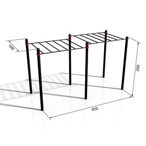 3d horizontal bar paw-02 model