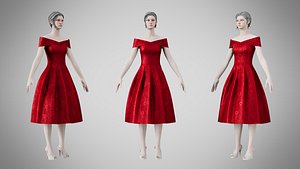 3D Dress 42 Crimson Velvet With Design model